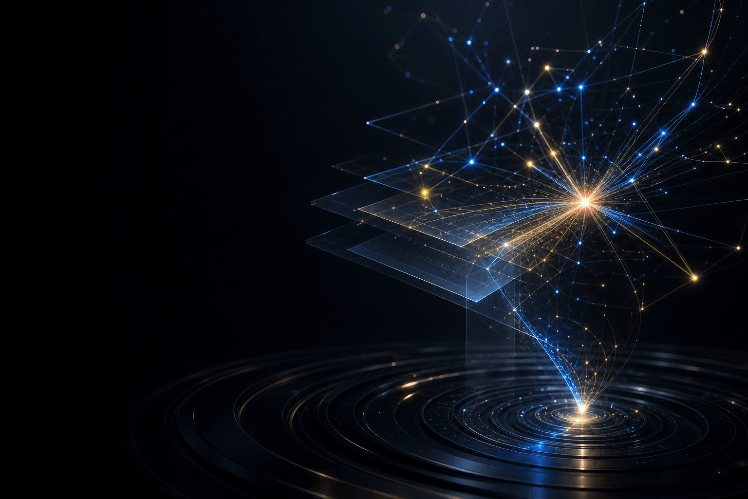 Editorial illustration of a glowing signal constellation representing AI search visibility