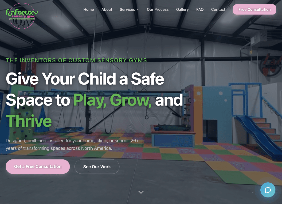 funfactorysensorygym.com website screenshot