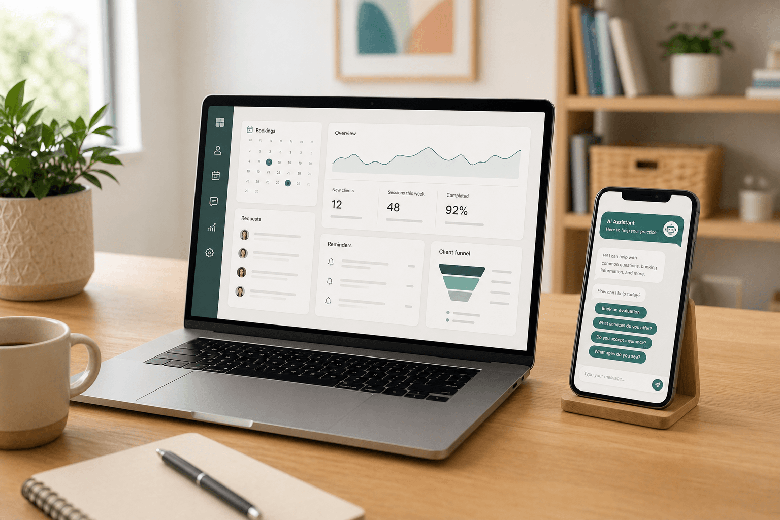 AI intake assistant chatbot and operations dashboard for a pediatric therapy clinic, capturing parent leads, answering insurance and waitlist questions, and routing inquiries to BCBAs and intake coordinators