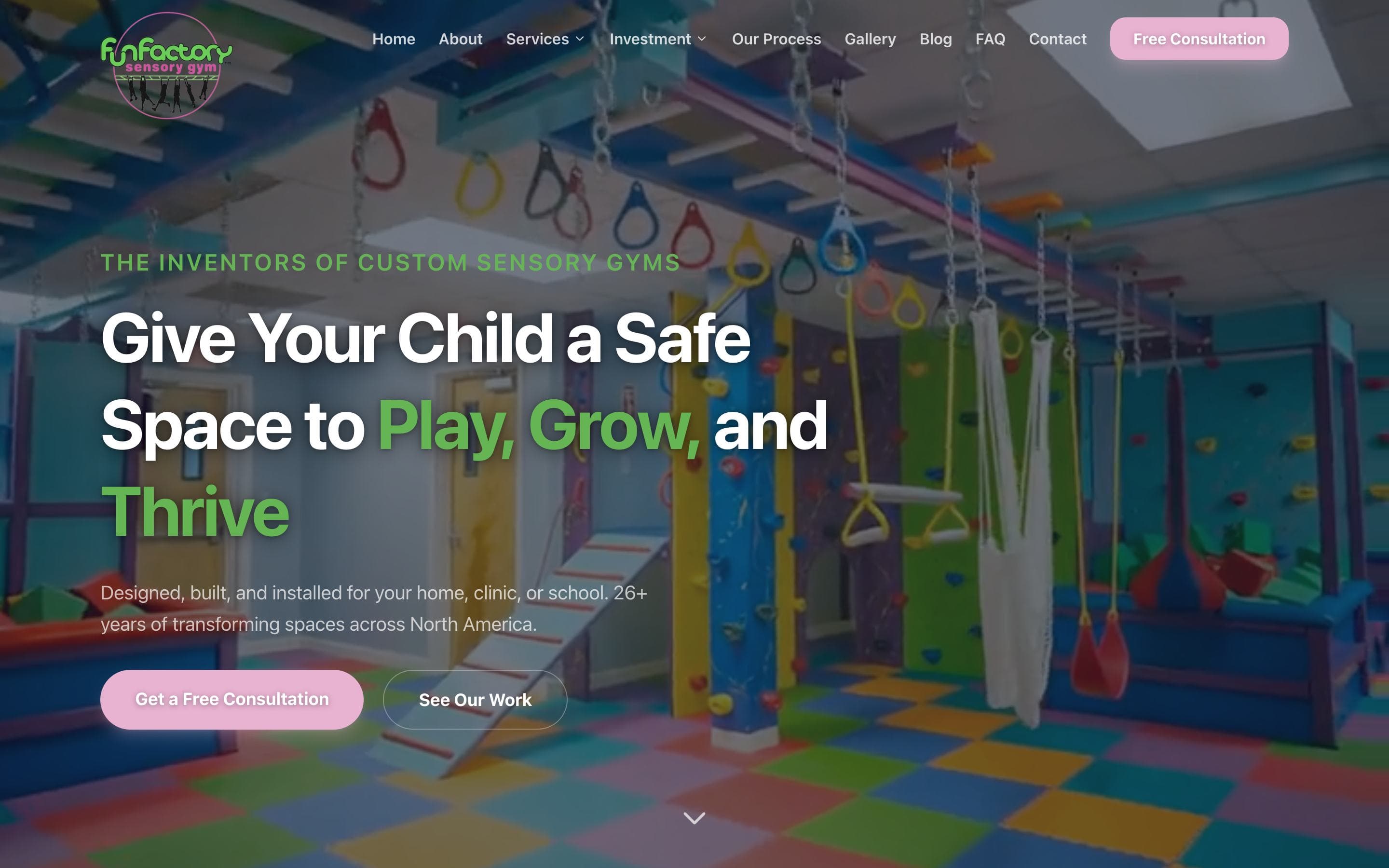 Fun Factory Sensory Gym website designed by Driftlss