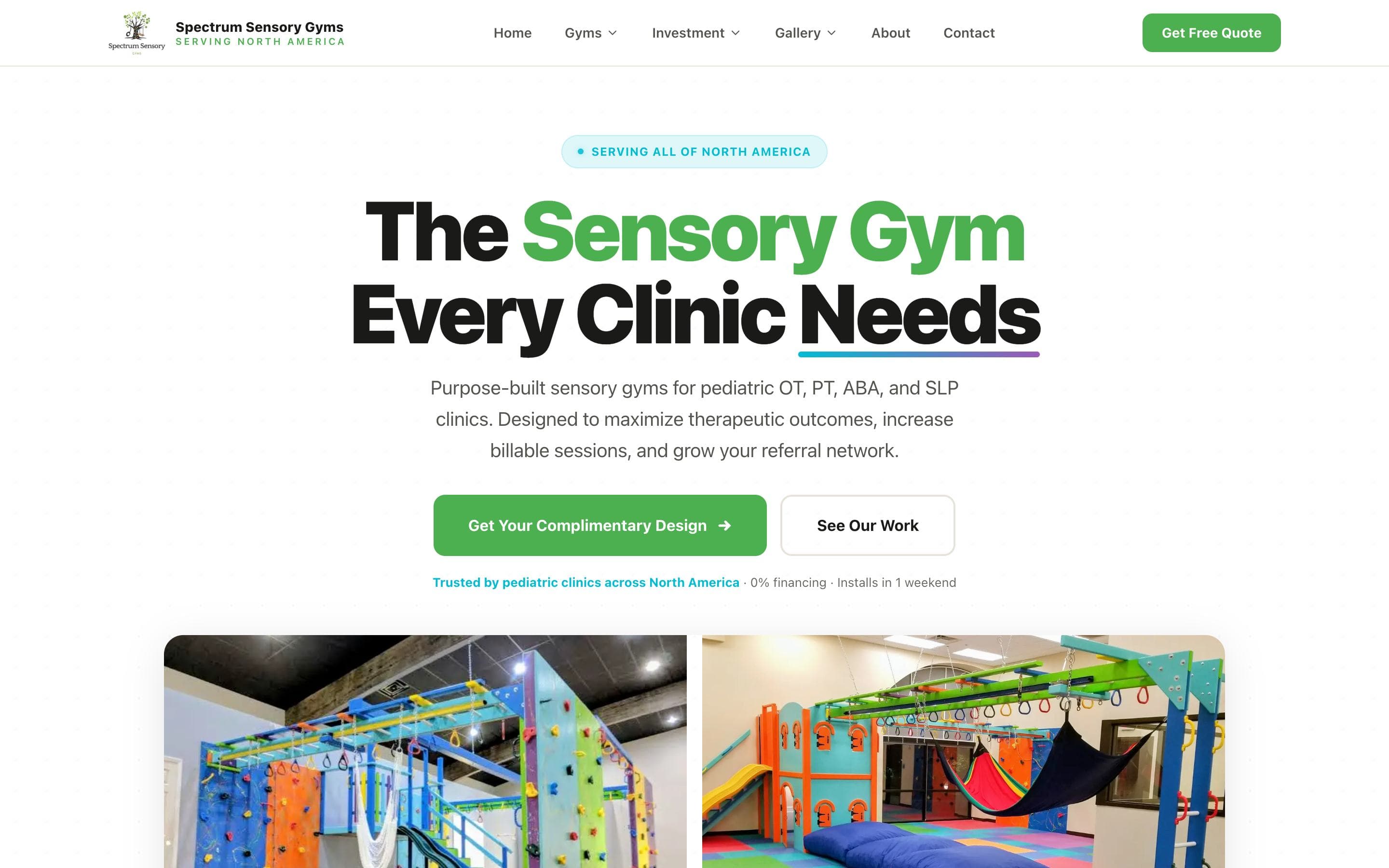 Spectrum Sensory Gyms website designed by Driftlss