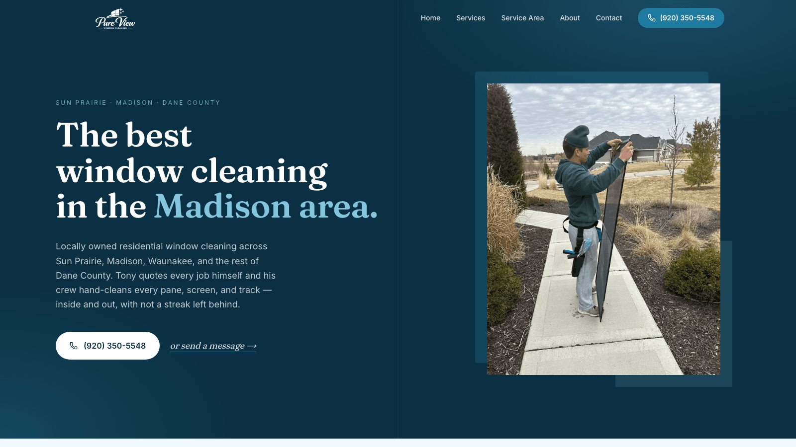 pureviewwindowwash.com website screenshot